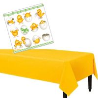 Pasen gedekte tafel set geel tafelkleed met 20x pasen thema servetten 33 x 33 cm