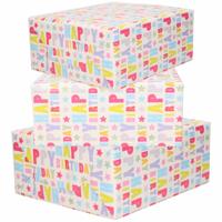 Inpakpapier verjaardag - 3x - Happy Birthday - 200 x 70 cm - rollen - gefeliciteerd - cadeaupapier