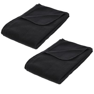 Polar Fleece deken of plaid - 2x - zwart - 125 x 150 cm - polyester - Bankdeken - Fleece plaid