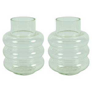 Countryfield bloemenvaas Bubbles - 2x - helder transparant - glas - D17 x H22 cm