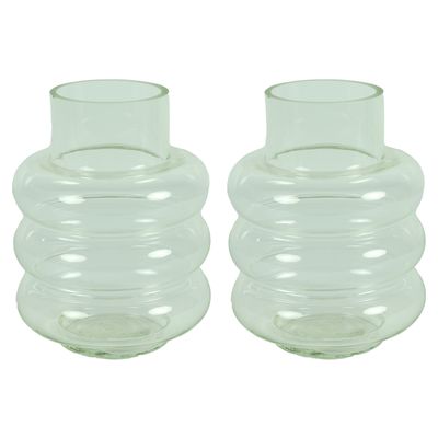 Countryfield bloemenvaas Bubbles - 2x - helder transparant - glas - D17 x H22 cm