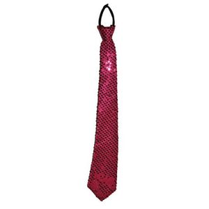 Funny Fashion Carnaval verkleed stropdas met glitter pailletten - roze - polyester - heren/dames   -