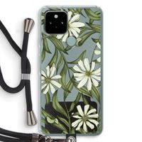 Wit bloemenpatroon: Pixel 5 Transparant Hoesje met koord