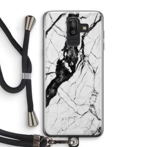Witte marmer 2: Samsung Galaxy J8 (2018) Transparant Hoesje met koord