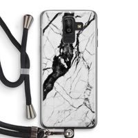 Witte marmer 2: Samsung Galaxy J8 (2018) Transparant Hoesje met koord
