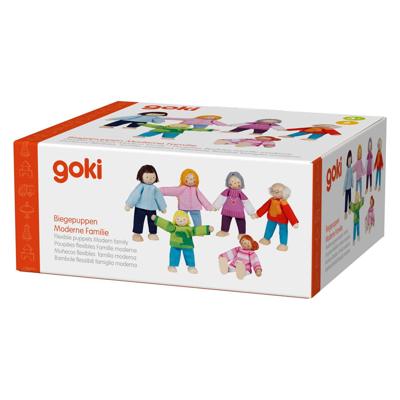 Goki houten poppenhuis poppen flexibel moderne familie, 6st.