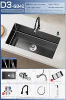 Luxe Waterval Keukenspoelbak - Zwart RVS | Enkelbak | Onderbouw | Inclusief Kraan & Zeepdispenser