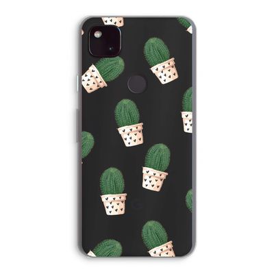 Cactusprint roze: Google Pixel 4a 5G Transparant Hoesje