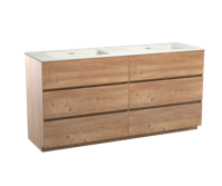 Storke Edge staand badmeubel 170 x 52 cm ruw eiken met Mata dubbele wastafel in mat witte solid surface