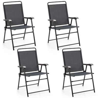Set van 4 Tuinstoelen Klapstoelen met Armleuningen Inklapbare Balkonstoelen met Ademende Stof Terrasstoelen voor Balkon Tuin