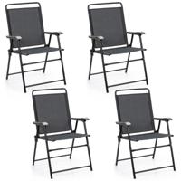 Set van 4 Tuinstoelen Klapstoelen met Armleuningen Inklapbare Balkonstoelen met Ademende Stof Terrasstoelen voor Balkon Tuin