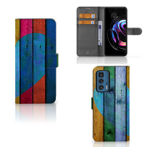 Motorola Edge 20 Pro Book Style Case Wood Heart - Cadeau voor je Vriend