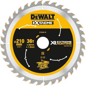 DeWALT Cirkelzaagblad voor Hout | Extreme Runtime | Ø 210mm Asgat 30mm 36T - DT99566-QZ