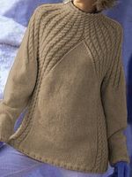 White Cotton-Blend Long Sleeve Knitted Sweater - thumbnail