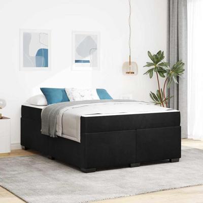 Bedframe met matras met matras Zwart 160 x 200 cm Fluweel