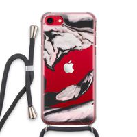 Roze stroom: iPhone SE 2020 Transparant Hoesje met koord