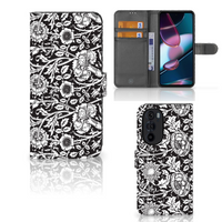 Motorola Edge 30 Pro Hoesje Black Flowers - thumbnail