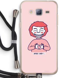Hartje: Samsung Galaxy J3 (2016) Transparant Hoesje met koord