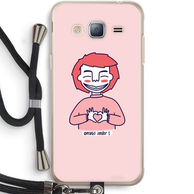 Hartje: Samsung Galaxy J3 (2016) Transparant Hoesje met koord