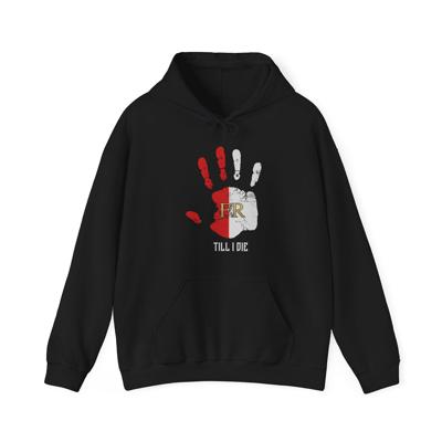 Hoodie relax - FR - Till i die hand - logo voor groot