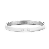 Key Moments in Color 8KM BC0058 Stalen Bangle met tekst Sisters Grootte 58 x 50 mm Zilverkleurig - thumbnail