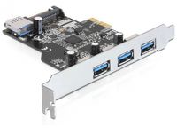 Delock 89301 PCI Express x1-kaart naar 3 x extern + 1 x intern USB 5 Gbps Type-A female