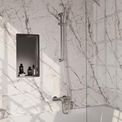 Opbouwset Bad- en Douchekraan Brauer Brushed Edition Thermostatisch Met Wandhouder Geborsteld RVS