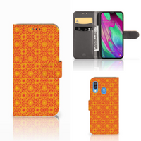 Samsung Galaxy A40 Telefoon Hoesje Batik Oranje - thumbnail