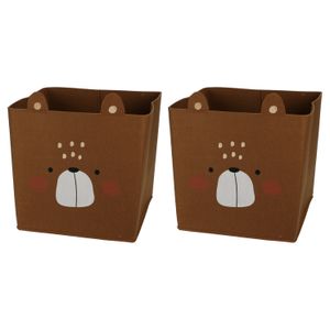 2x stuks opbergmand vilt kinderkamer - dieren thema beer - 32 x 32 x 32 cm