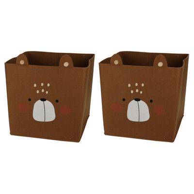 2x stuks opbergmand vilt kinderkamer - dieren thema beer - 32 x 32 x 32 cm