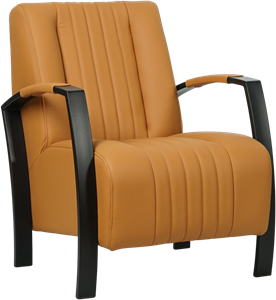 Lichtcognac leren industriële stalen fauteuil Glamour - Toledo Leer Sabbia (lichtcognac leer)