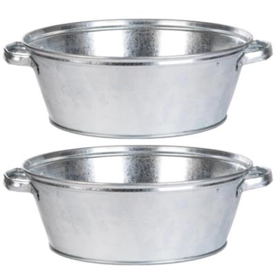 Ronde zilveren zinken drankemmers / drankkoelers - Set van 2x - 11 liter - Metalen emmers