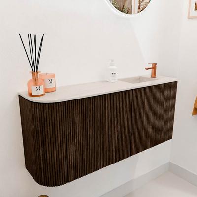 Toiletmeubel Mondiaz Joya Dlux | 91.6 cm | Meubelkleur Walnut | Faye wastafel Meli Wasbak Rechts | 1 kraangat