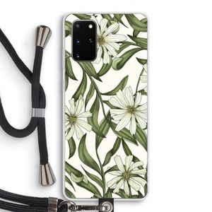 Wit bloemenpatroon: Samsung Galaxy S20 Plus Transparant Hoesje met koord