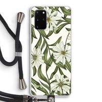 Wit bloemenpatroon: Samsung Galaxy S20 Plus Transparant Hoesje met koord