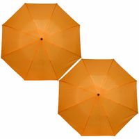 2x stuks kleine opvouwbare paraplus oranje 93 cm - thumbnail