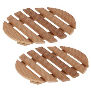 Set van 2x stuks pannenonderzetter van hout rond 15 x 15 cm