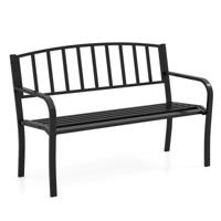 Tuinbank Metaal Weerbestendig Bankje voor 2 Personen Ijzeren Bankje voor Tuin 127 x 59 x 85,5 cm Zwart