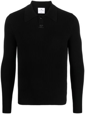 Courrèges polo nervuré à patch logo - Noir