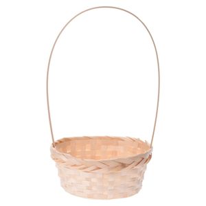 Gevlochten mandje/paasmandje bamboe rond met hengsel 38 cm