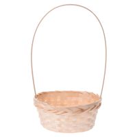 Gevlochten mandje/paasmandje bamboe rond met hengsel 38 cm