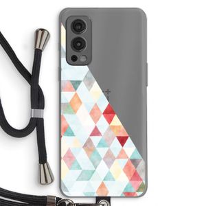 Gekleurde driehoekjes pastel: OnePlus Nord 2 5G Transparant Hoesje met koord