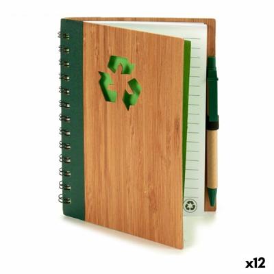 Spiraalnotitieblok met Pen Bamboe 1 x 18 x 14 cm (12 Stuks)