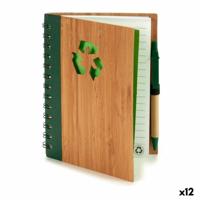 Spiraalnotitieblok met Pen Bamboe 1 x 18 x 14 cm (12 Stuks)