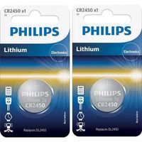 2 Stuks - Philips CR2450 3v lithium knoopcelbatterij - thumbnail