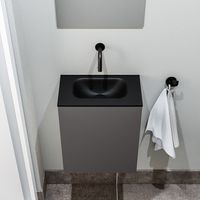 Zaro Polly toiletmeubel 40cm donkergrijs met zwarte wastafel zonder kraangat - thumbnail