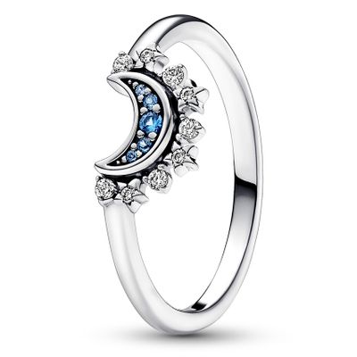 Pandora 192675C01 Ring Celestial Blue Sparkling Moon zilver-kleursteen meerkleurig