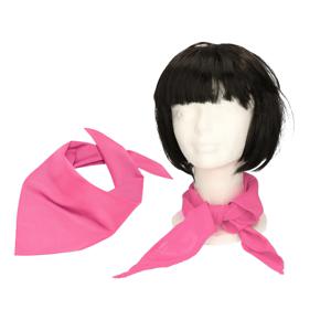 Verkleed bandana/sjaaltje/zakdoek - 2x - fuchsia roze - kleuren thema - Carnaval accessoires