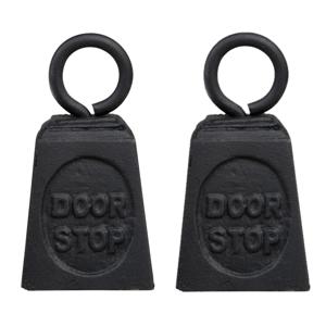 Esschert Design Deurstopper gewicht gietijzer - 2x stuks - zwart - 13 x 7 cm - Deurstop/deurvastzett