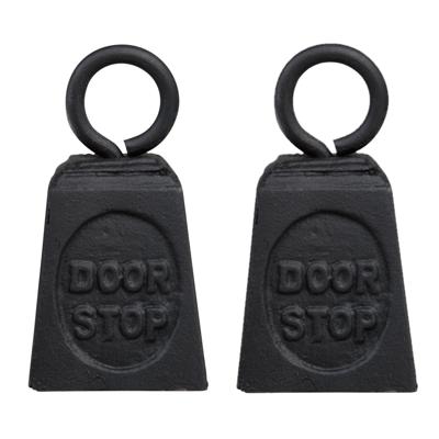 Esschert Design Deurstopper gewicht gietijzer - 2x stuks - zwart - 13 x 7 cm - Deurstop/deurvastzett